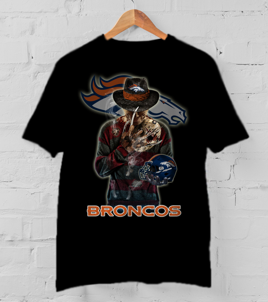 M2 Jason Voorhees Denver Broncos Freddy Krueger Crossover T-Shirt