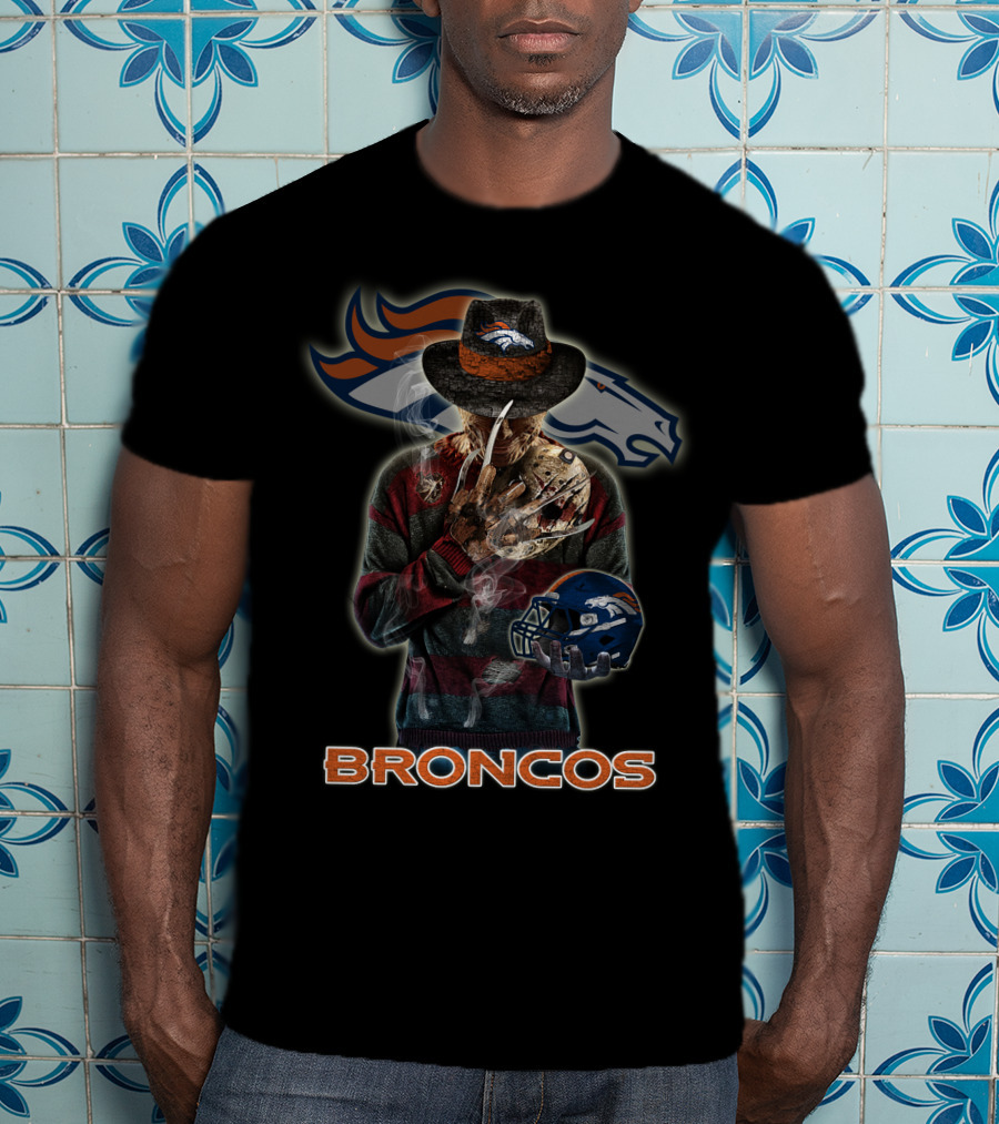 M2 Jason Voorhees Denver Broncos Freddy Krueger Crossover T-Shirt