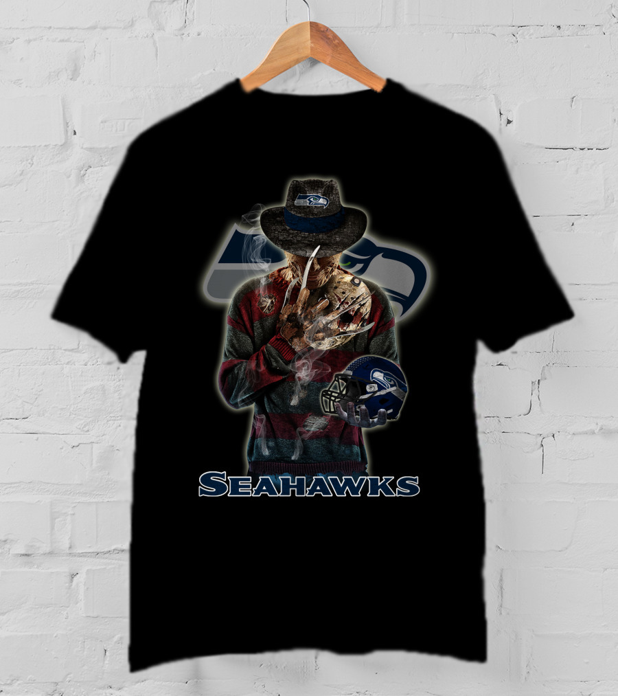 Seattle Seahawks Freddy Krueger Crossover With Helmet T-Shirt