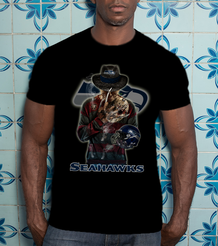 Seattle Seahawks Freddy Krueger Crossover With Helmet T-Shirt