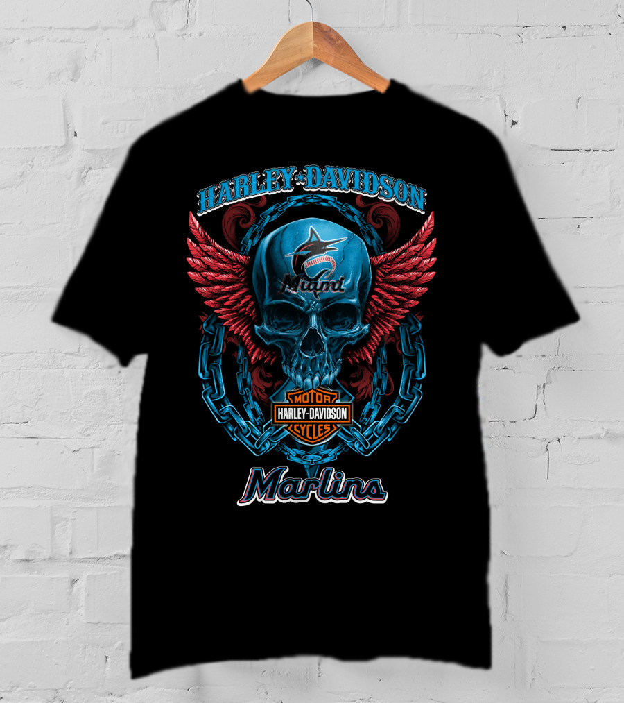Harley Davidson Miami Marlins Motor Cycles T-Shirt