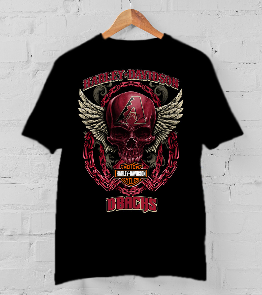 Harley Davidson Arizona Diamondbacks Dbacks Skull Wings Motorcycle Cycles T-Shirt