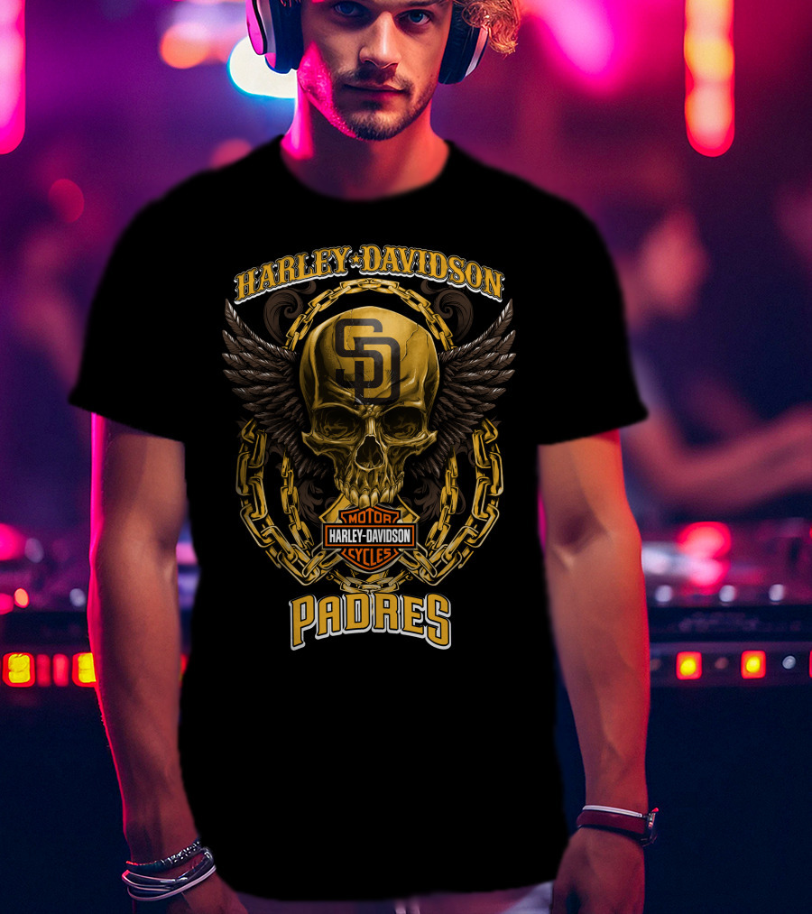 Harley Davidson San Diego Padres Skull T-Shirt