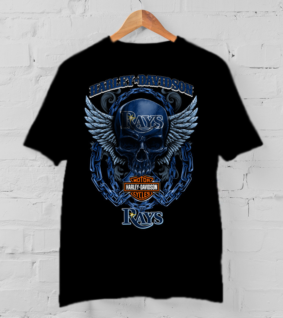 Harley Davidson Rays Skull Wings Motor Cycles T-Shirt