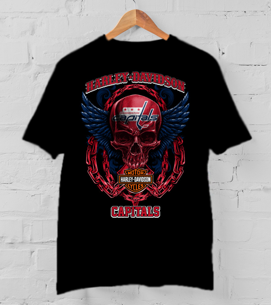 Harley Davidson Washington Capitals Nhl Motor Cycles Capitals T-Shirt
