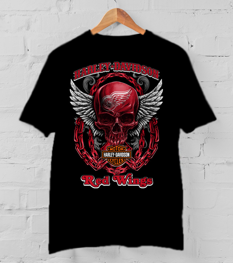 Harley Davidson Motor Cycles Red Wings T-Shirt