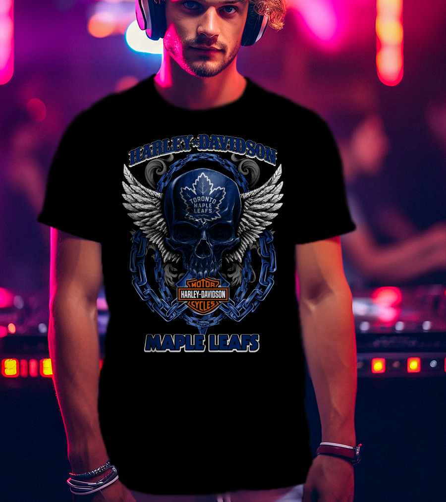 Harley Davidson Toronto Maple Leafs Motor Cycles Maple Leafs T-Shirt