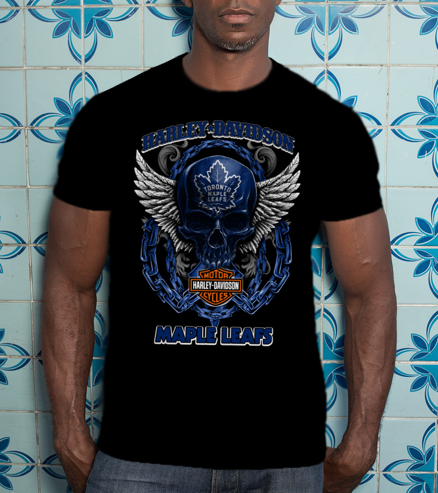 Harley Davidson Toronto Maple Leafs Motor Cycles Maple Leafs T-Shirt
