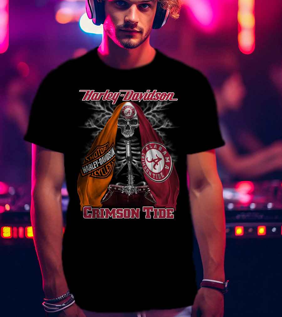 Harley Davidson Alabama Crimson Tide Skeleton M2D23 T-Shirt