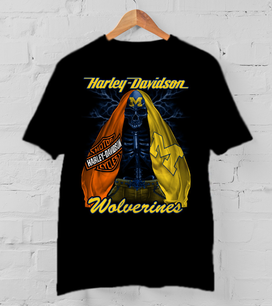 Harley Davidson Motorcycles Michigan Wolverines M2D23 T-Shirt
