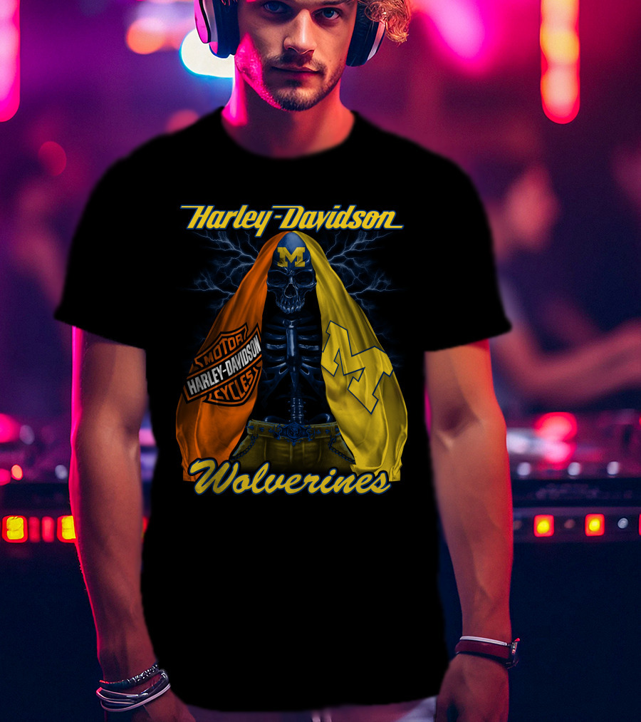Harley Davidson Motorcycles Michigan Wolverines M2D23 T-Shirt