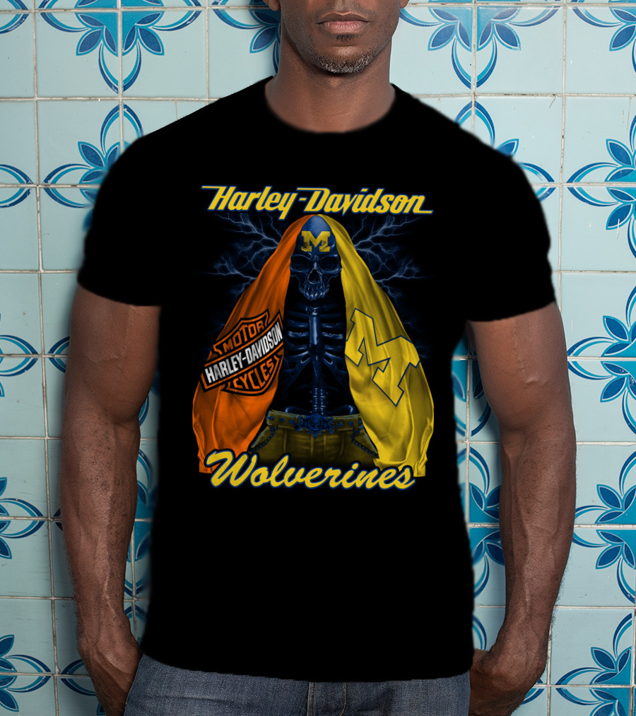 Harley Davidson Motorcycles Michigan Wolverines M2D23 T-Shirt