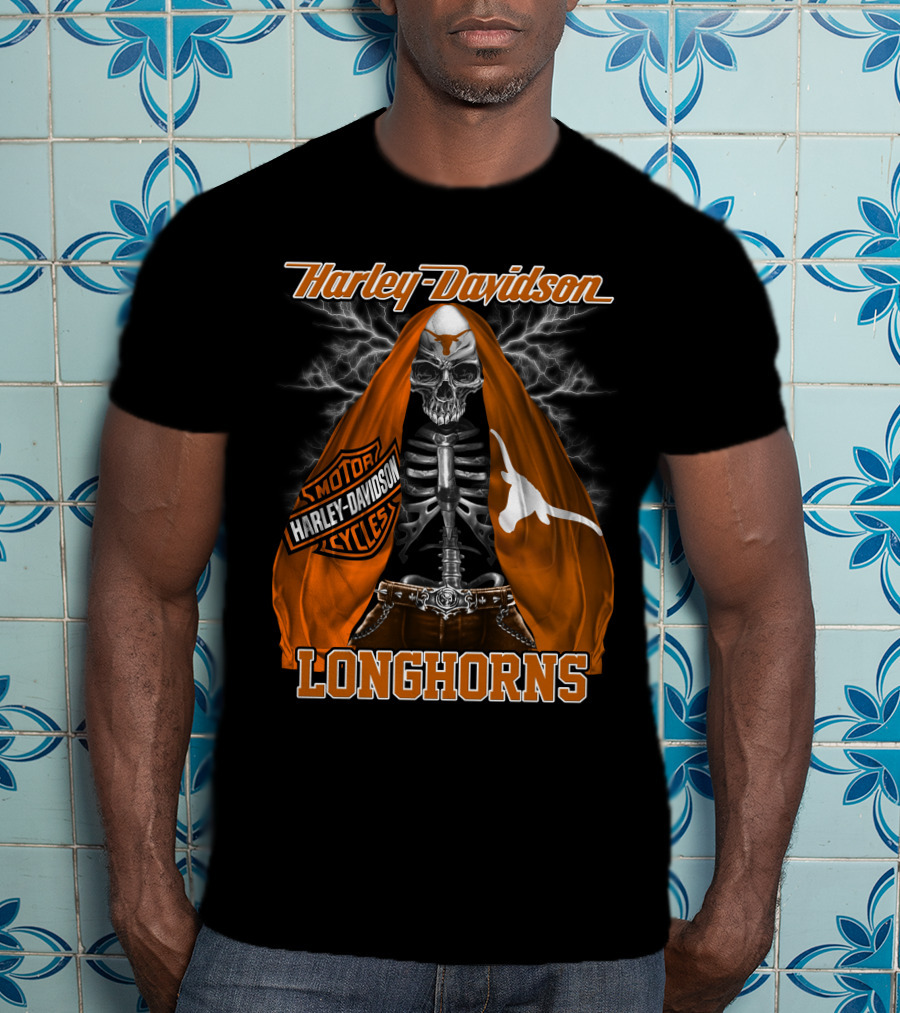 Harley Davidson Motorcycles Skeleton Longhorns T-Shirt