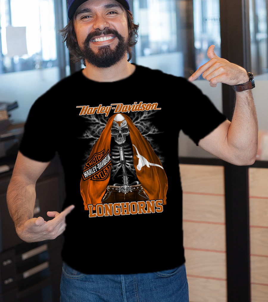 Harley Davidson Motorcycles Skeleton Longhorns T-Shirt