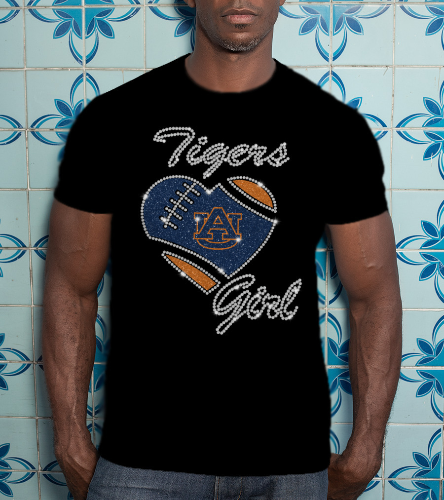 Auburn Tigers Girl Heart Football T-Shirt
