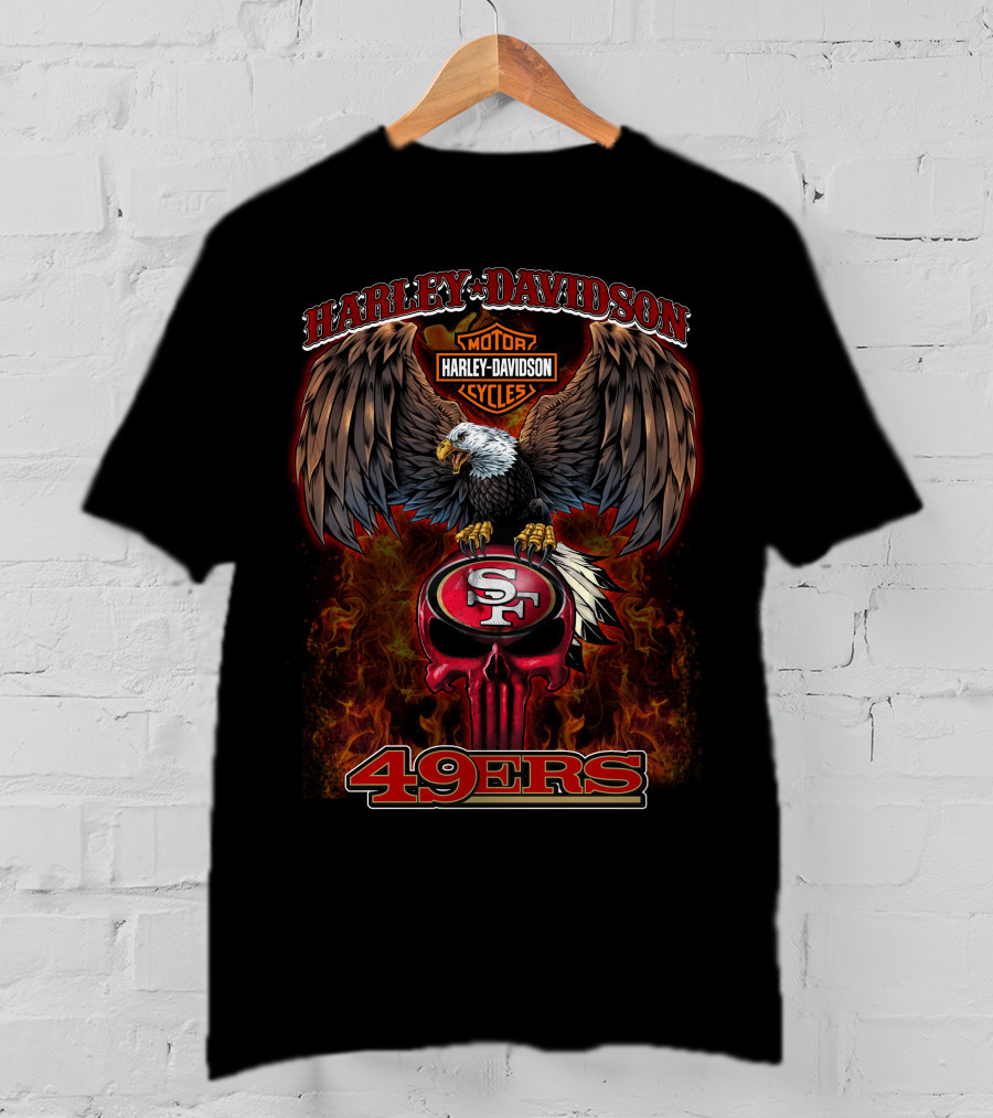Harley Davidson Motor Cycles Eagle Sf 49ers T-Shirt