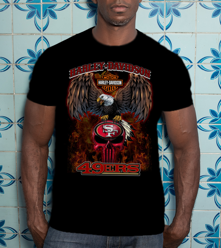 Harley Davidson Motor Cycles Eagle Sf 49ers T-Shirt
