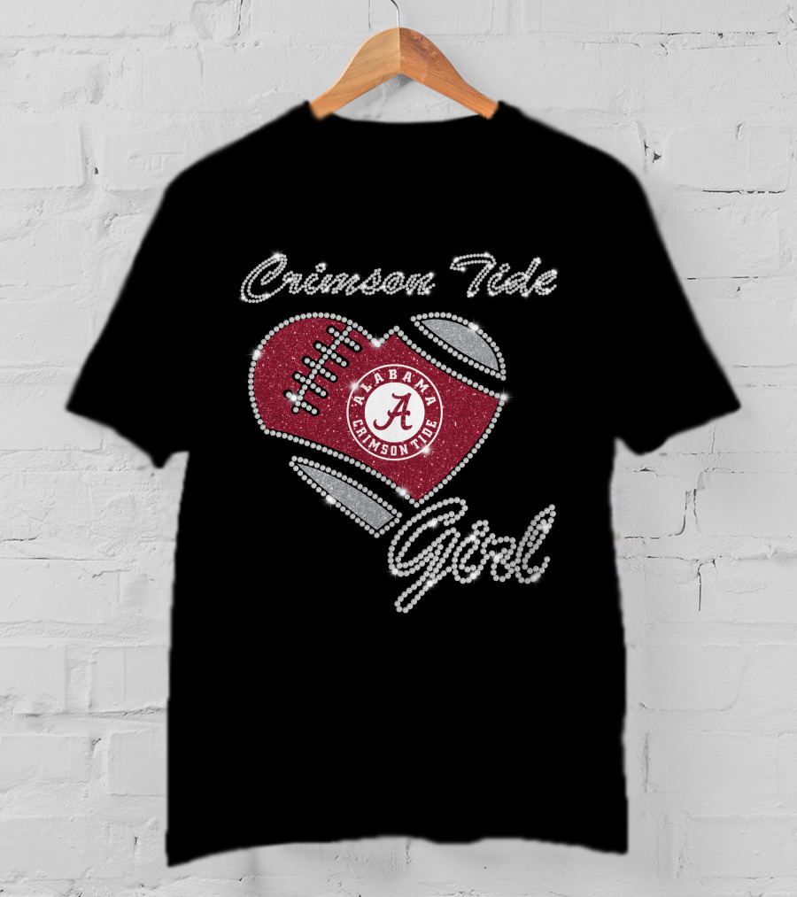 Crimson Tide Alabama Crimson Tide Girl Football Heart T-Shirt