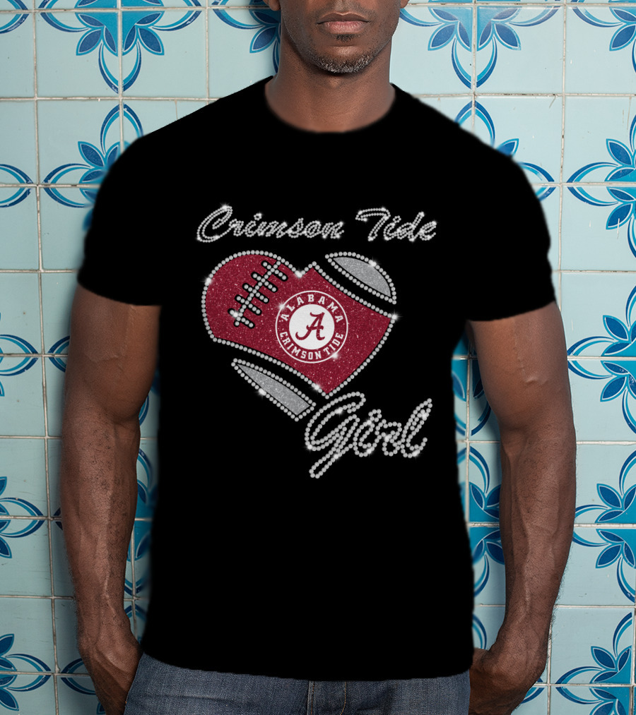 Crimson Tide Alabama Crimson Tide Girl Football Heart T-Shirt