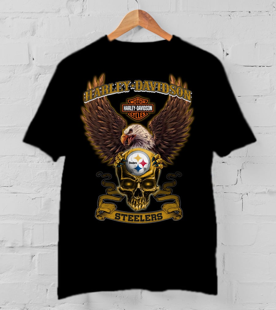 Harley Davidson Motor Cycles Steelers Nfl Pittsburgh Steelers T-Shirt