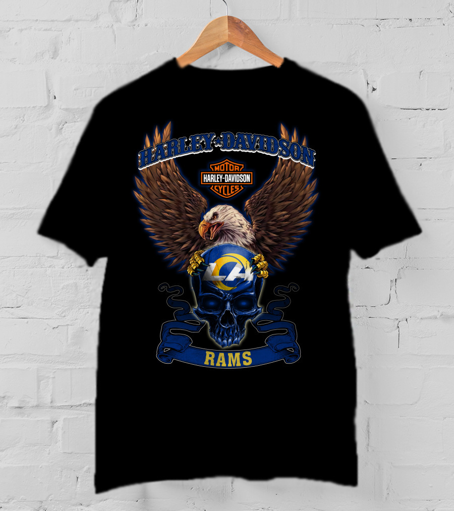 Harley Davidson Los Angeles Rams Eagle Skull Graphic Nfl Crossover T-Shirt