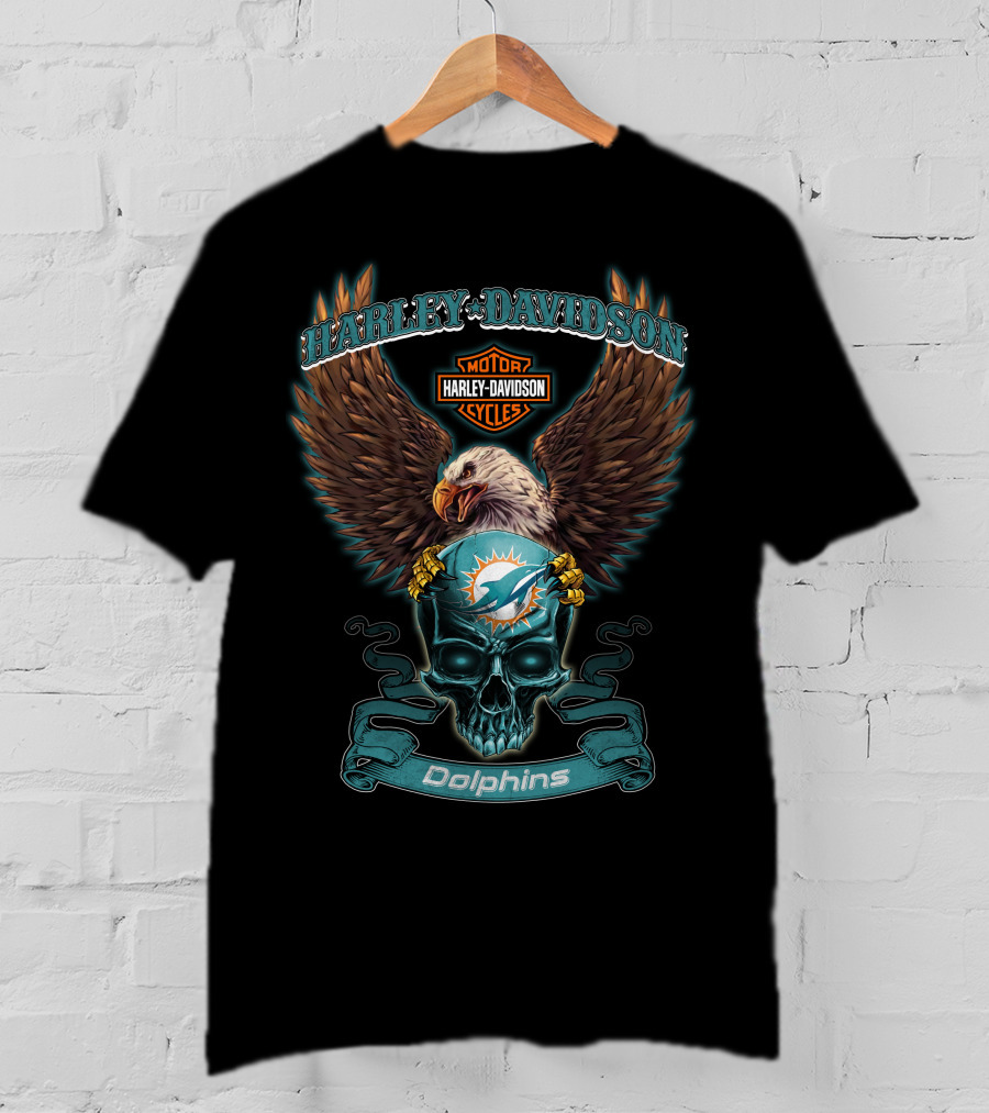 Harley Davidson Miami Dolphins Motor Cycles T-Shirt