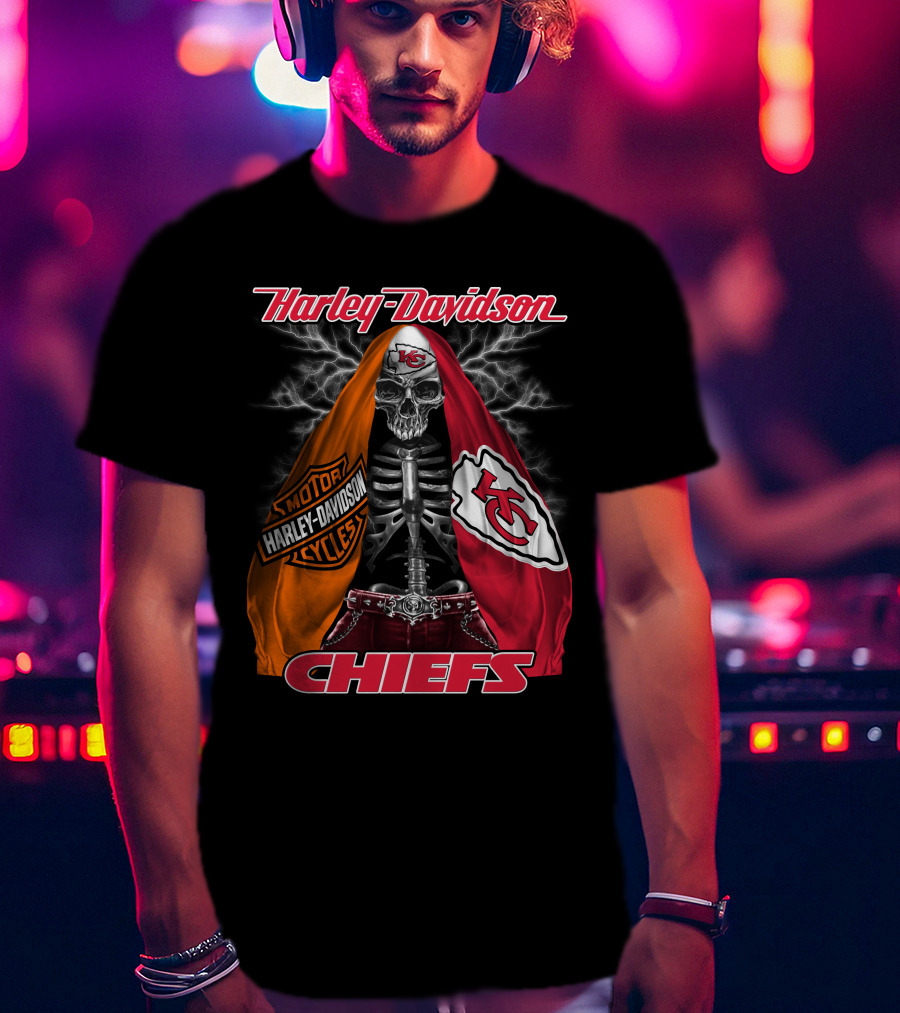 Harley Davidson Kansas City Chiefs Skull Motorcycles Chiefs T-Shirt