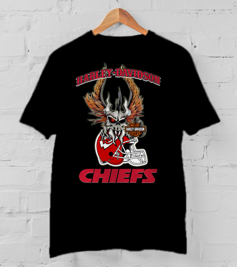 Harley Davidson Kansas City Chiefs Skull Helmet Chiefs T-Shirt