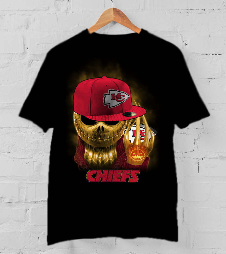 Sk 14 Kansas City Chiefs Glowing Skeleton Wearing Red Cap With Team T-Shirt