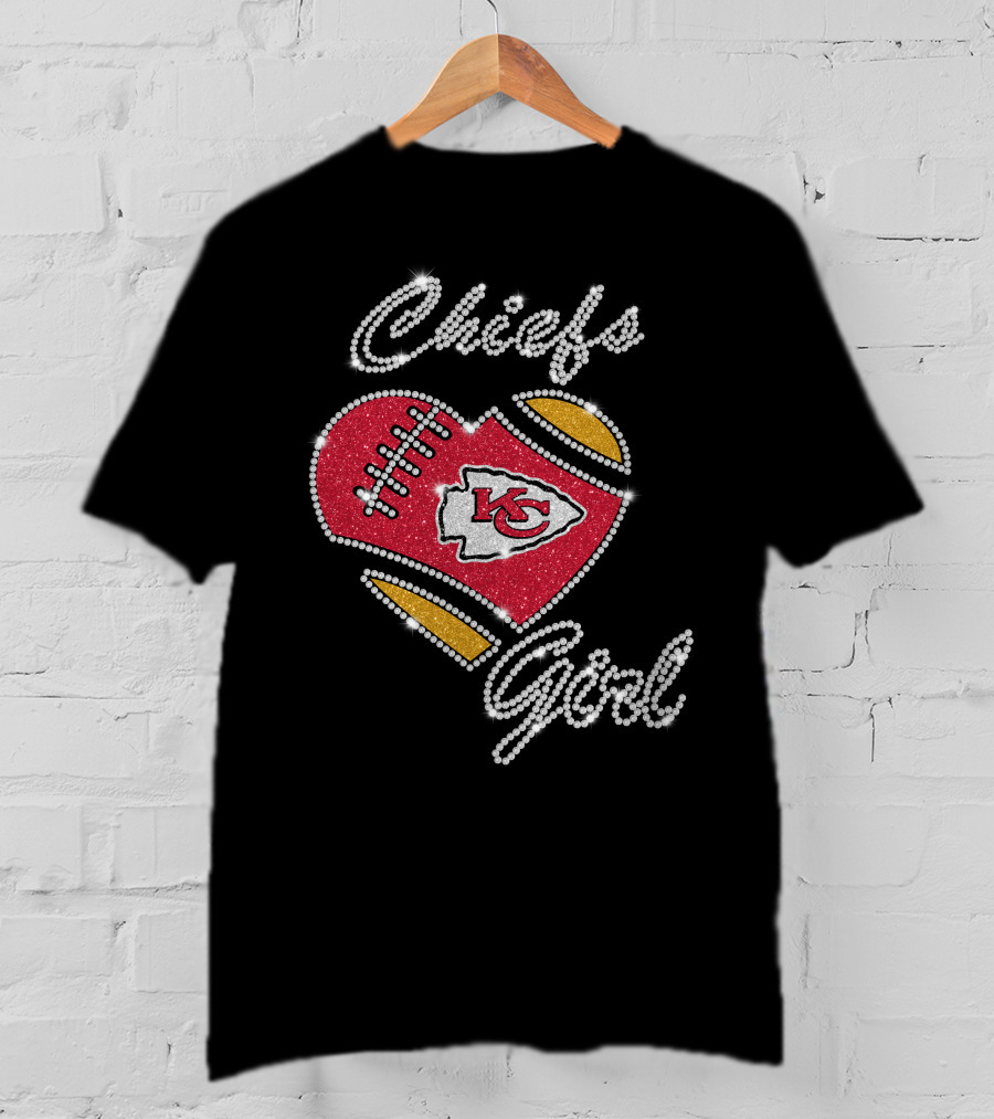 Chiefs Girl Heart Football Kc Kansas City Chiefs T-Shirt