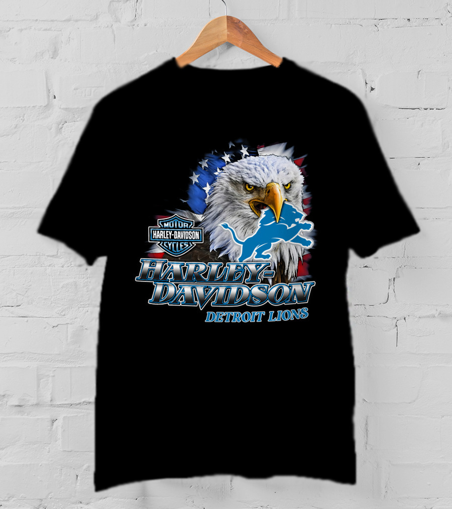 Harley Davidson Detroit Lions American Eagle T-Shirt