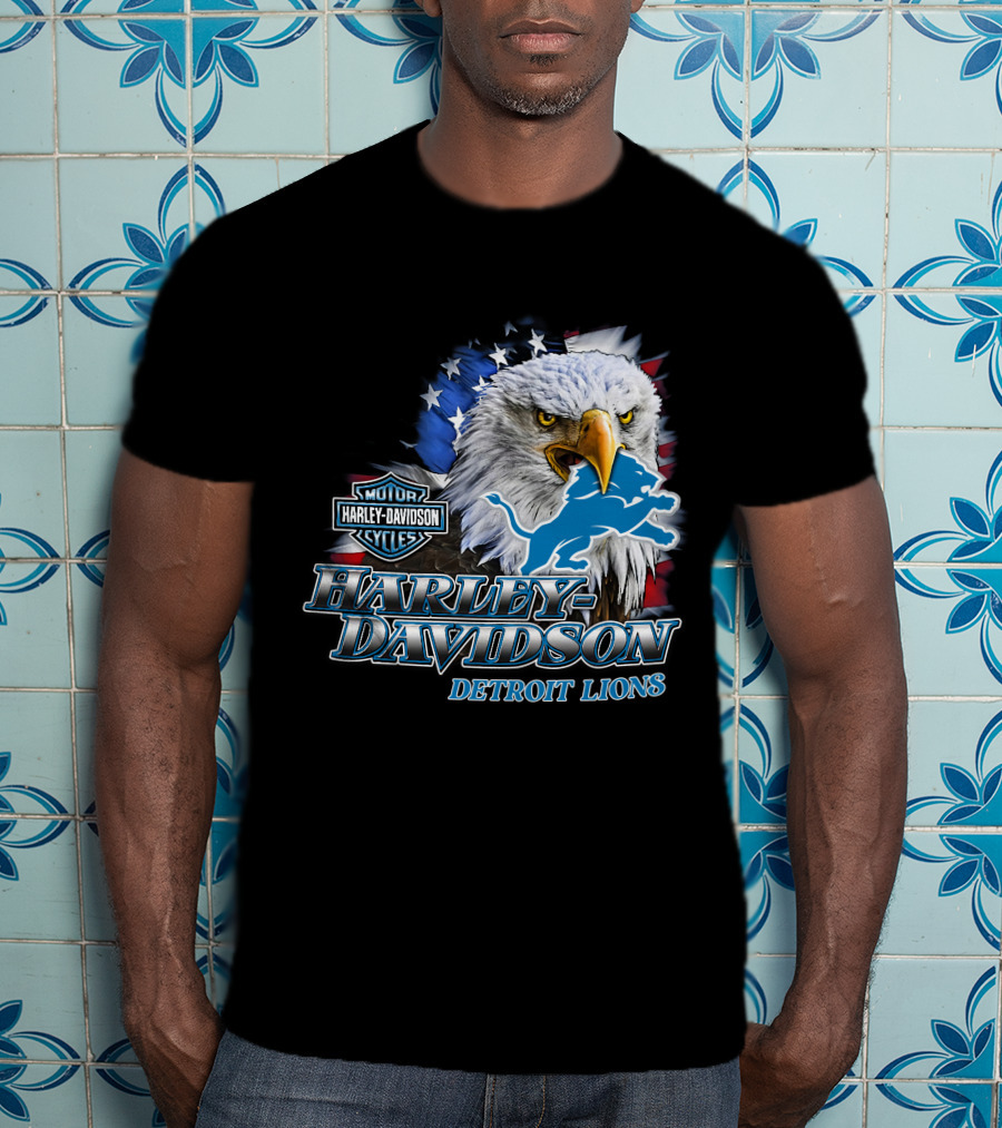 Harley Davidson Detroit Lions American Eagle T-Shirt