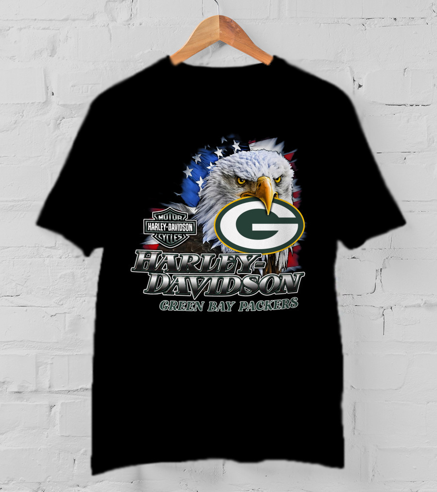 Harley Davidson Green Bay Packers Nfl Eagles T-Shirt