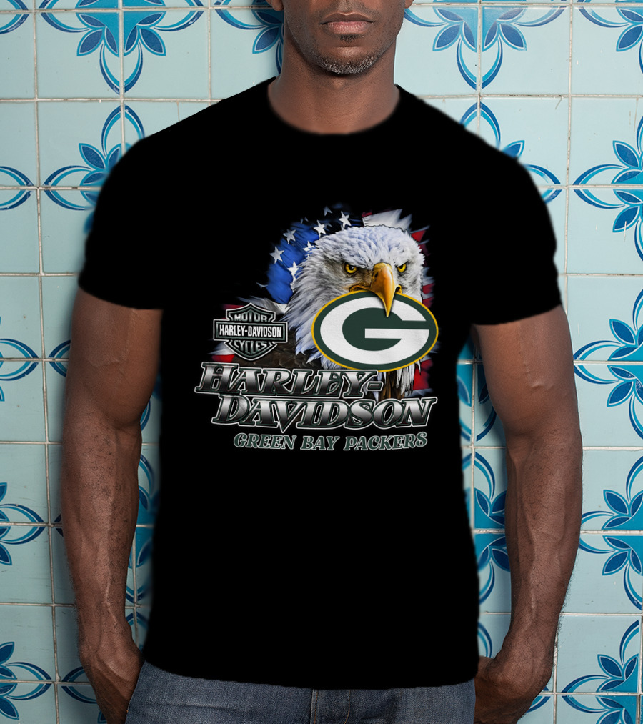 Harley Davidson Green Bay Packers Nfl Eagles T-Shirt