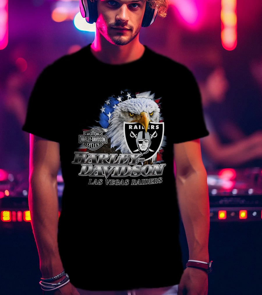 Harley Davidson Las Vegas Raiders Nfl Eagles T-Shirt
