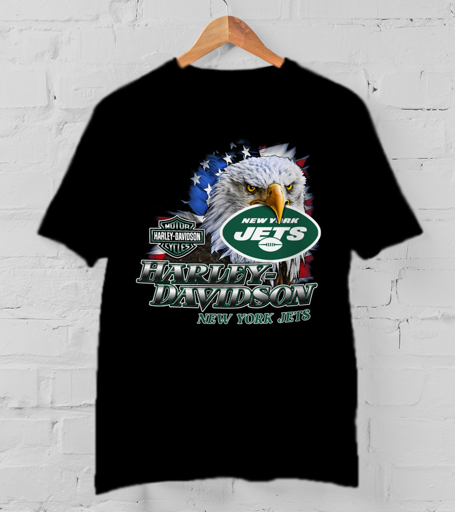 New York Jets Harley Davidson American Eagle Nfl T-Shirt
