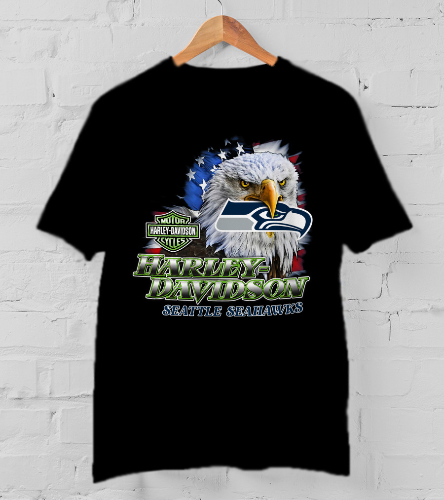 Harley Davidson Seattle Seahawks Nfl Eagles T-Shirt