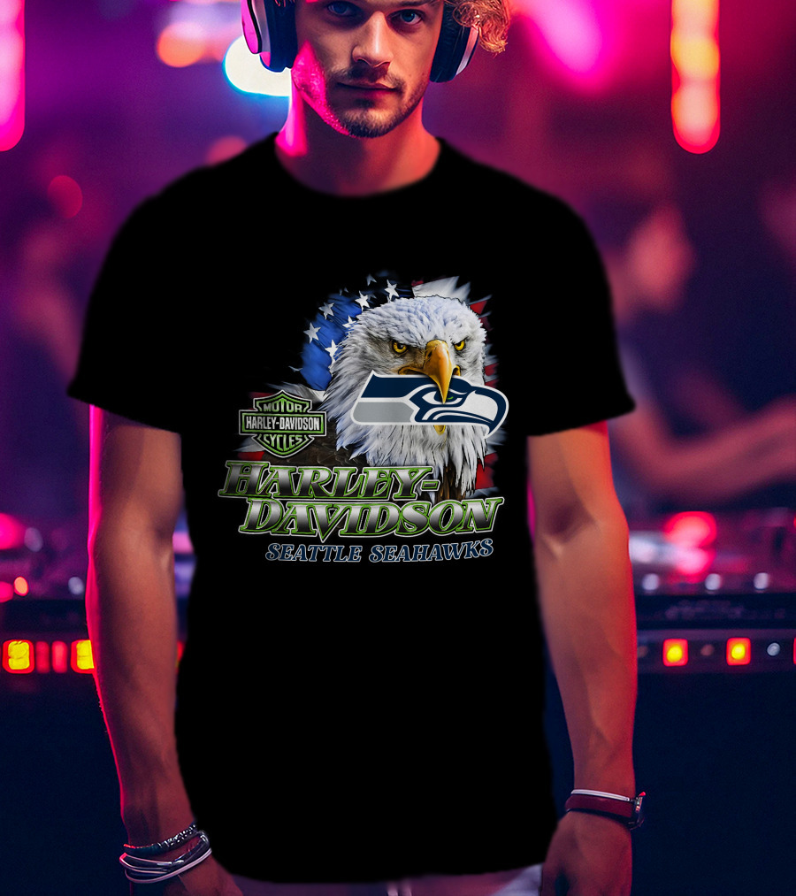 Harley Davidson Seattle Seahawks Nfl Eagles T-Shirt