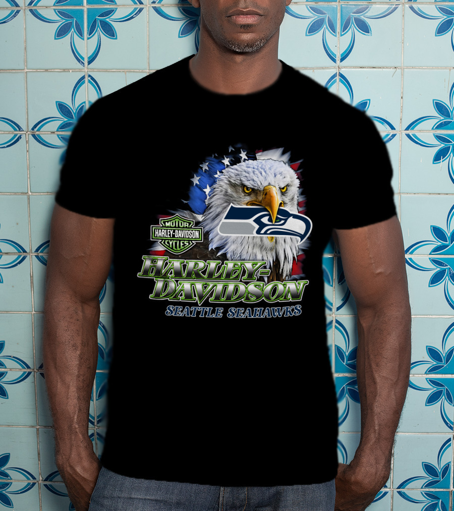 Harley Davidson Seattle Seahawks Nfl Eagles T-Shirt