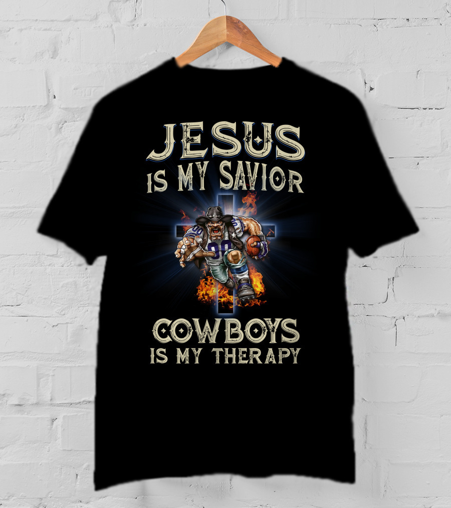 Jesus Is My Savior Cowboys Is My Therapy T-Shirt