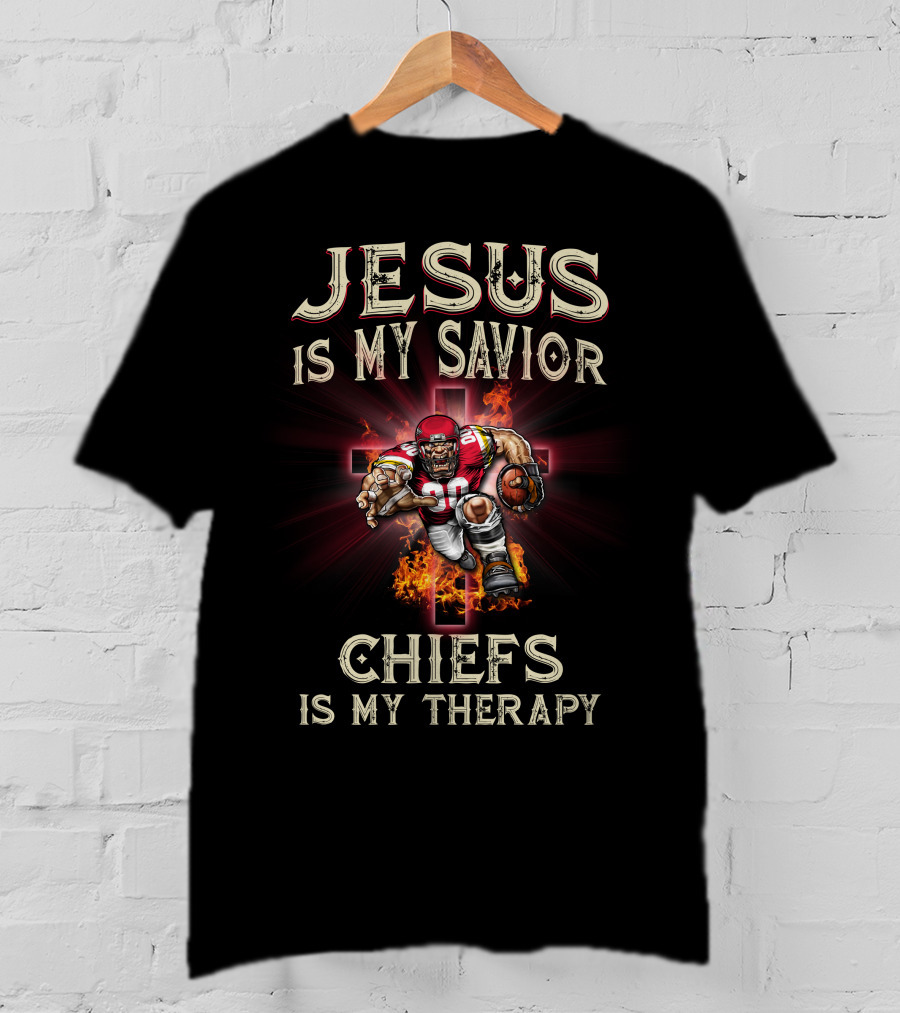 Jesus Is My Savior Chiefs Is My Therapy T-Shirt