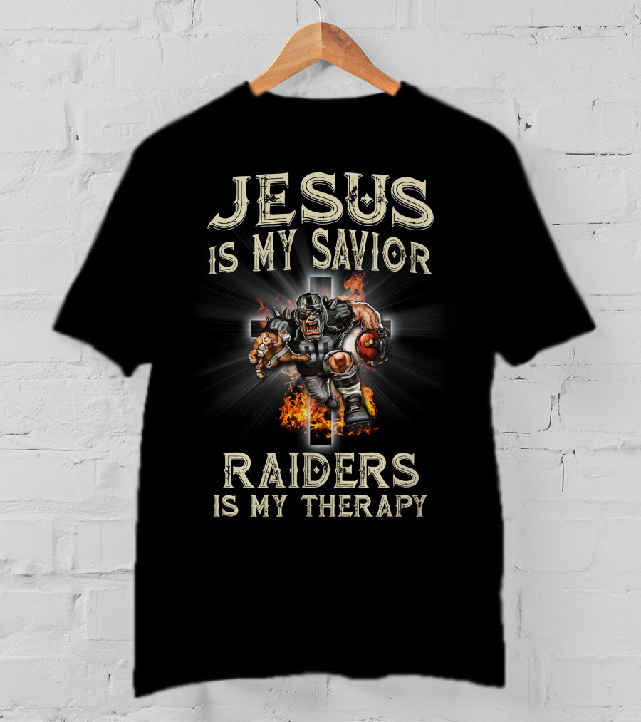 Jesus Is My Savior Raiders Is My Therapy T-Shirt