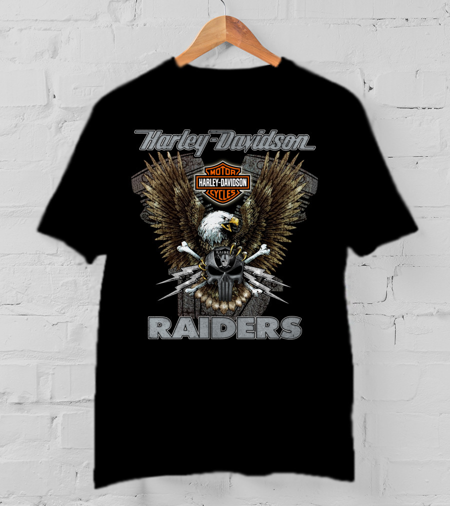 Harley Davidson Motorcycles Eagle Raiders Nfl Las Vegas T-Shirt