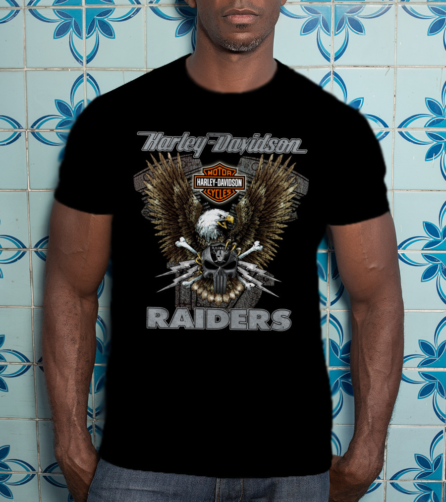 Harley Davidson Motorcycles Eagle Raiders Nfl Las Vegas T-Shirt