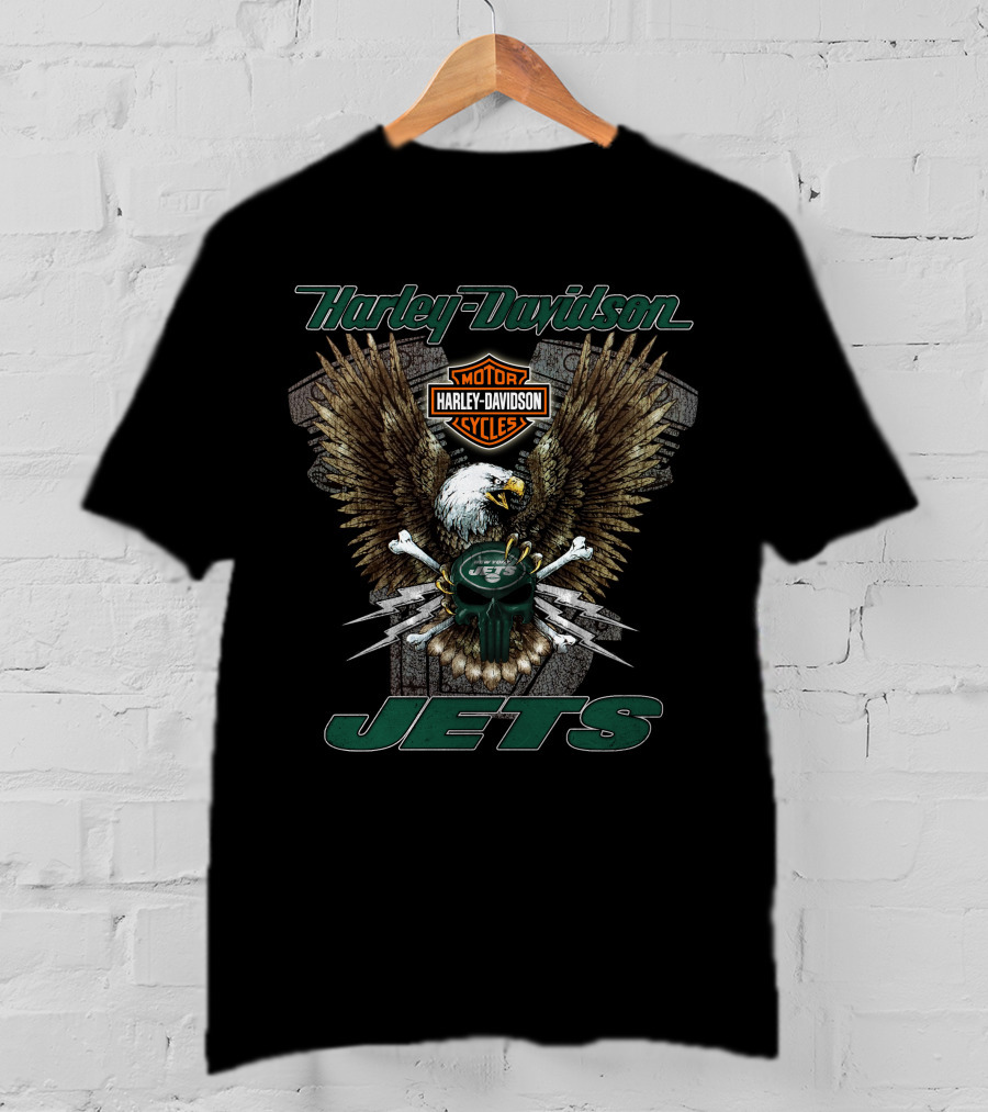 Harley Davidson Motor Cycles Jets New York Hd13 Nfl T-Shirt