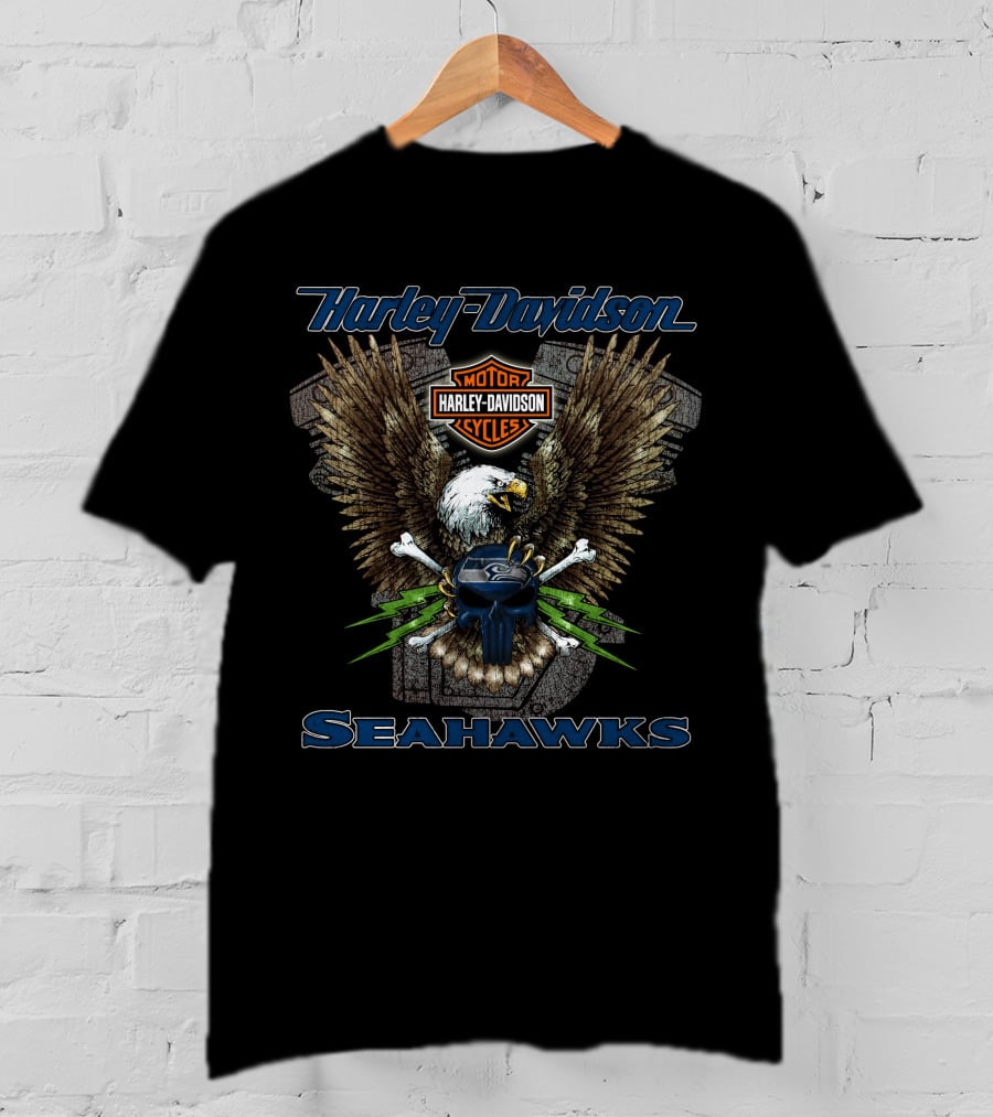 Harley Davidson Seahawks Motor Cycles Eagle T-Shirt