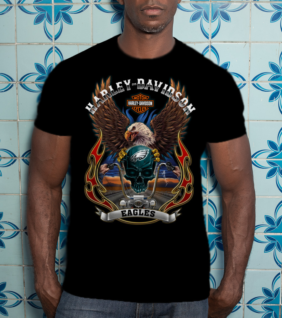 Harley Davidson Motor Cycles Eagles Philadelphia Eagles T-Shirt