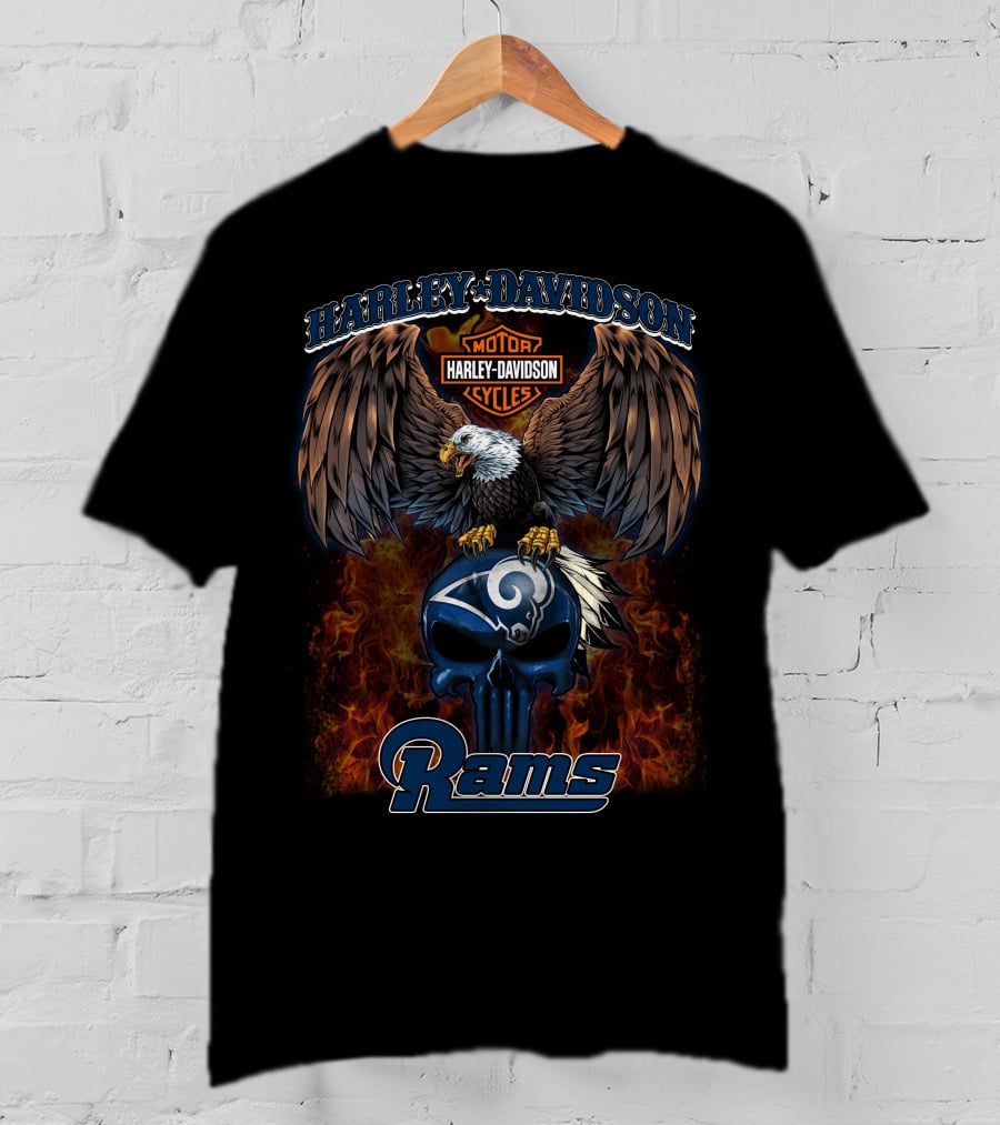 Harley Davidson Motor Cycles Rams Nfl T5M1 T-Shirt