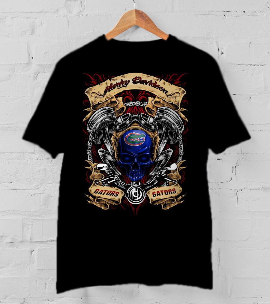 Harley Davidson Florida Gators Ncaa Skull Motors T-Shirt