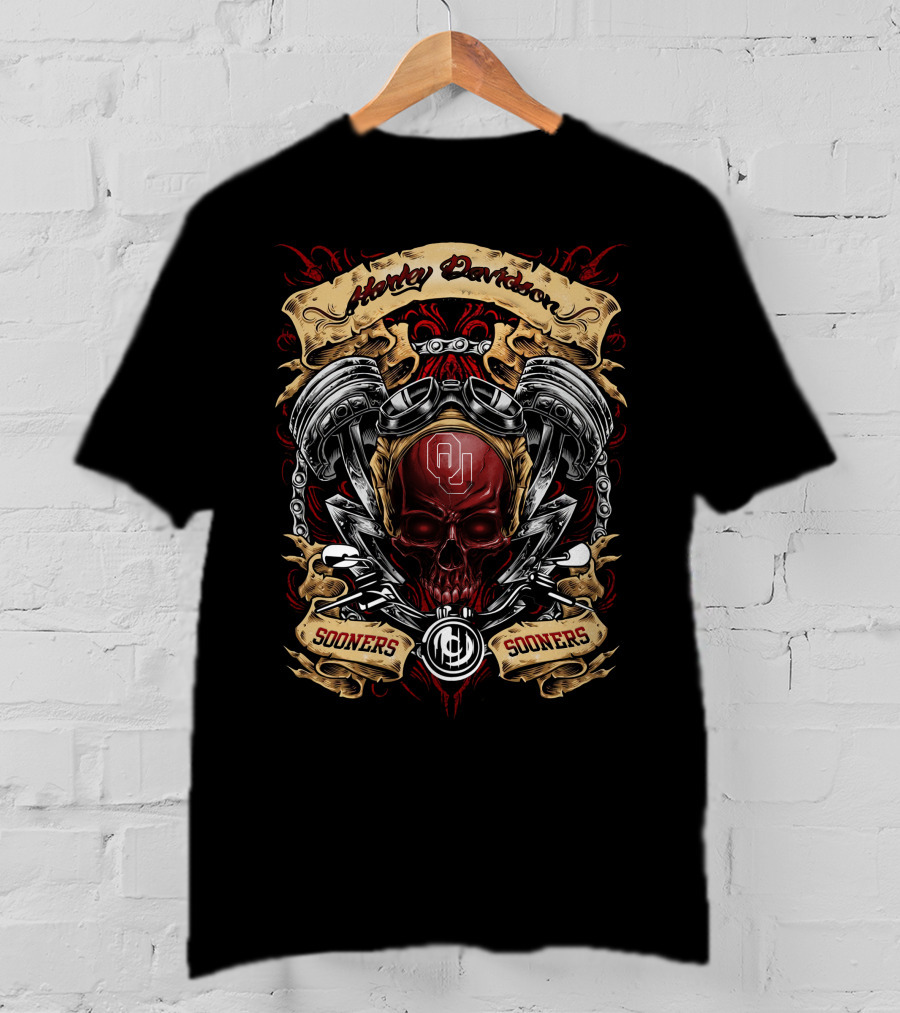 Harley Davidson Oklahoma Sooners Ncaa Skull T-Shirt